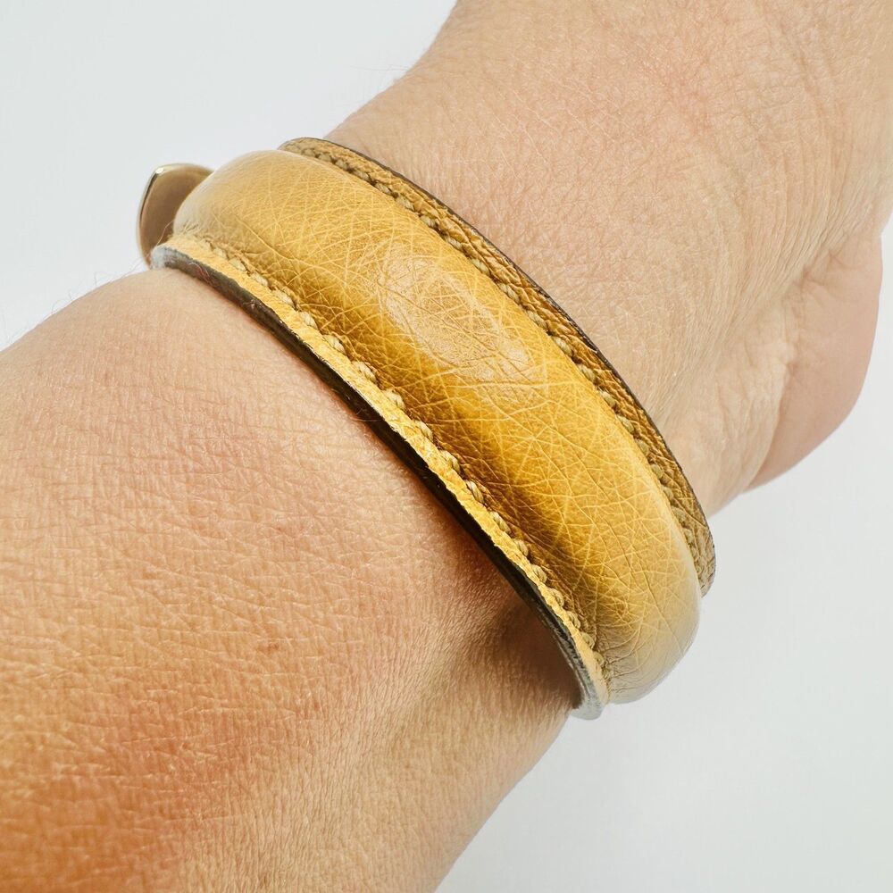 Gucci Brown Gold Belt Motif Leather Fashion Bracelet Jewelry Italian Designer - Picture 6 of 10